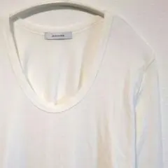 JEANASiS ジーナシス ラウンドヘム リブ レーヨン ロンT ホワイト F