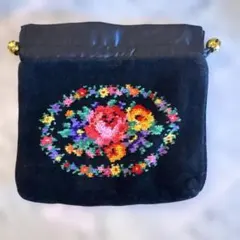 お値下げ　美品　FELLER 花柄刺繍 巾着バッグ