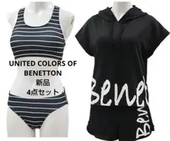 新品♡ベネトン 水着 4点セット パーカー ショートパンツ ブラック 9号