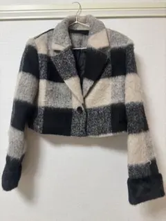 チェック柄クロップドジャケット