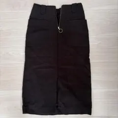 黒のジッパータイトスカート　ウエストゴム　ポッケ付き　Freeサイズ