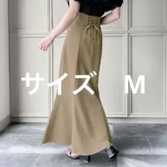 ジュノア junoahハイウエストレースアップマーメイドスカート ベージュ