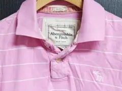 当時物 アバクロ 半袖ボーダーポロシャツ ピンク Lサイズ
