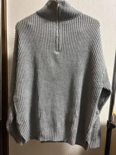BEAMS HEART グレー ハーフジップセーター