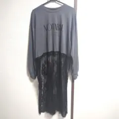 しまむら/レディース/4L大きいサイズ/裾レースロング丈、長袖ワンピース