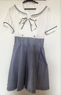 メゾピアノ　mezzo piano 裾ロゴセーラーカラー　ワンピース　130 メゾピアノ mezzo piano 裾ロゴセーラーカラー ワンピース 130 - メルカリ