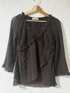 森ガール グランジ Turtledove フリル レース ブラウン 長袖