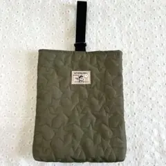 【398】シューズケース 上履き入れ 男の子 星柄キルト カーキ