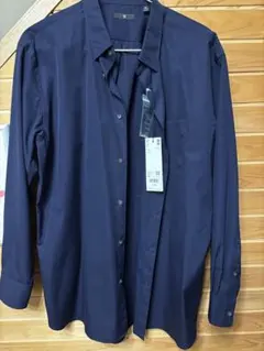 UNIQLO+Jブロードシャツ/ボタンダウン。ネイビー 長袖シャツ XL