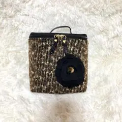 LAZYSUSAN レイジースーザン ツイード フラワー ポーチ　ミラー付き