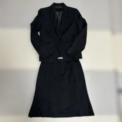 ダークグレー　チェック柄　スカートスーツ　M