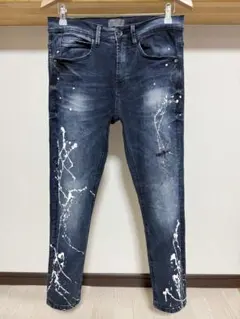 伸縮性強め 春夏 ペイント ZARA MAN ストレッチ ダメージ デニム