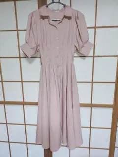 【美品】GRL ピンク Aライン ロングワンピース 七分袖