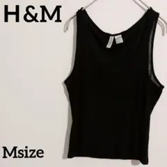 Ｈ&M 【M】 ブラック ノースリーブ キャミソール 春夏 ショート丈