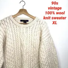 90s vintage ウール100% ゲージ　セーター　XL ホワイト