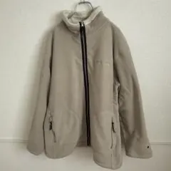 Champion チャンピオン 裏ボア フリースジャケット XL ベージュ ロゴ