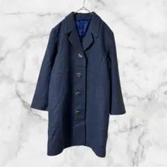 1624 美品✨　ロングコート　昭和レトロ　カラーコート　でかボタン
