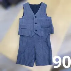 ストライプ柄 ベストとショートパンツ セット 90
