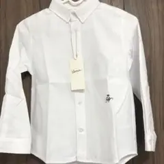 130cmサイズ　デッサンホワイト 長袖BDシャツ ワンポイント