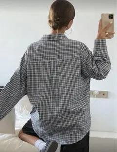 チェック柄オーバーサイズシャツ（長袖）
