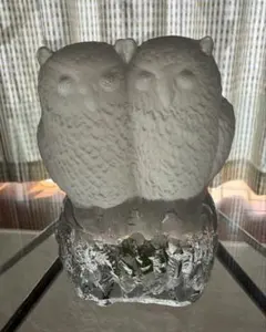 スウェーデン製リンズハンマル社 クリスタルガラス フクロウ