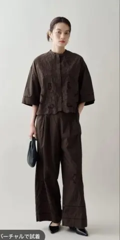 ヌキテパPoplin Daisy Cutworkコットンシャツブラウスのサムネイル