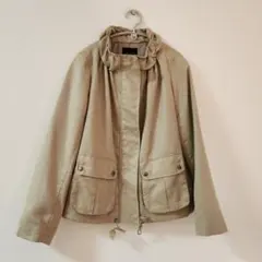 ノーカラー　ジャンパー　ジャケット　スエード調　Ｌ　ベージュ