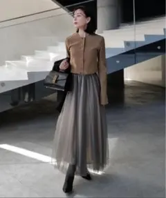 anuans シアーボリュームチュールスカート