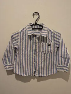 Breeze 長袖シャツ サイズ110cm 青と白のストライプ