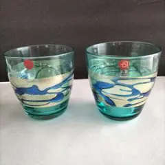 青森伝統工芸品　津軽びいどろロックグラスペアセット　正倉院古色タンブラーセット