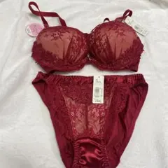 【新品】エメフィール　ワインレッド ブラジャーショーツセット Mサイズ