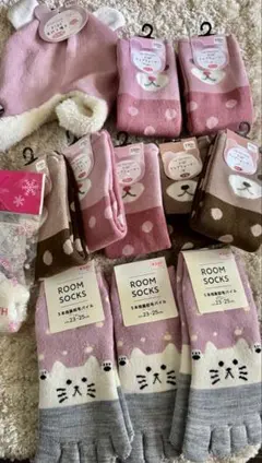 【新品】冬物あったかセット ルームソックス12足＋小物3点 まとめ売り