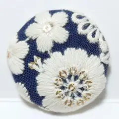 インド刺繍　№2859　ネイビー白　㊳ミリ