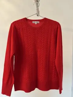 INDIVI 赤 ケーブル編み 長袖ニット 38