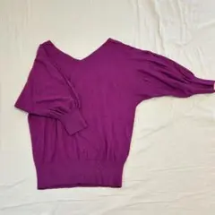 ROPÉ PICNIC パープル Vネック ニット バルーン袖