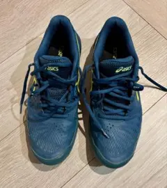 asics テニスシューズ ネイビー/イエロー