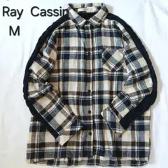 美品 レイカズン ネルシャツ✕ニット 異素材切り替え M チェック ゆったり