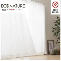 遮熱・遮像レースカーテン100X178X2枚　イエローグリーン柄