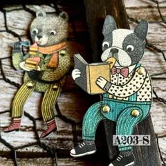 【A203-Sコラージュ素材】Glee紙モノ/シール 動物パペット　ジャーナル