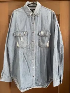 FOREVER21 ダメージ加工デニムシャツ M