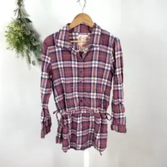 T1183 アイズビッド　シャツ　ブラウス　チェック　美品　フリーサイズ　平成のサムネイル