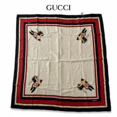Y660 美品 グッチ イタリア製 シルク100% 大判 スカーフ レディース