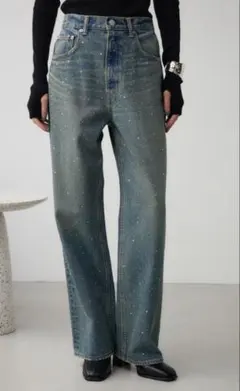 AZUL by Moussy AZUL DENIM ラインストーンワイドデニム