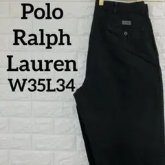 ポロラルフローレン　ポロチノ　ブラック　ツータック　後染め　W35 1985