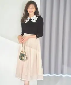 パール付きチュールフレアスカート