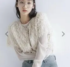 LOWRYS FARM フェザー2wayカーディガン　アイボリーのサムネイル