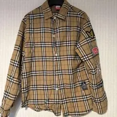 チェック柄長袖シャツ ベージュ