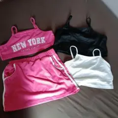 ギャル服　NEW YORKプリントタンクトップとスカートとタンクトップ2点120