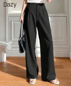 SHEIN Dazy ブラック ハイウエスト ワイドプリーツ パンツ