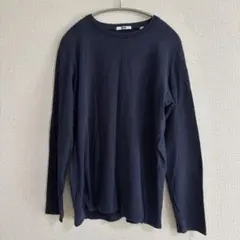メンズ　UNIQLO クルーネック長袖カットソー ネイビー Lサイズのサムネイル